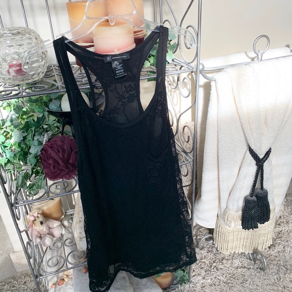 INC black lace tank top swing top size M